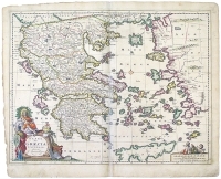 Карта Греции - Гравюра (середина XVII века - Западная Европа) артикул 5109b.