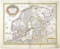 Карта Скандинавии - Гравюра (первая половина XVII века, Западная Европа) артикул 5110b.