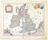 Карта Англии - Гравюра (середина XVII века), Западная Европа артикул 5111b.