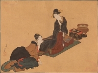 Гейши - Литография, раскраска (начало ХХ века, Япония) артикул 5129b.