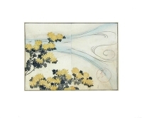 Голубая река и желтые цветы Цветная гравюра (первая половина XIX века), Япония артикул 5172b.