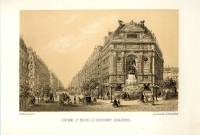 Fontaine St Michel et boulevart Sebastopol Литография (конец XIX века), Париж артикул 5203b.