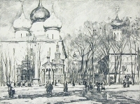 Успенский собор Литография (первая половина XX века), Россия артикул 5231b.