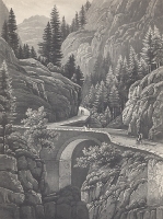 Vue du pontinferieur - Акватинта (середина XIX века), Франция(Vue du pontinferieur - Акватинта (середина XIX века, Франция) артикул 5238b.